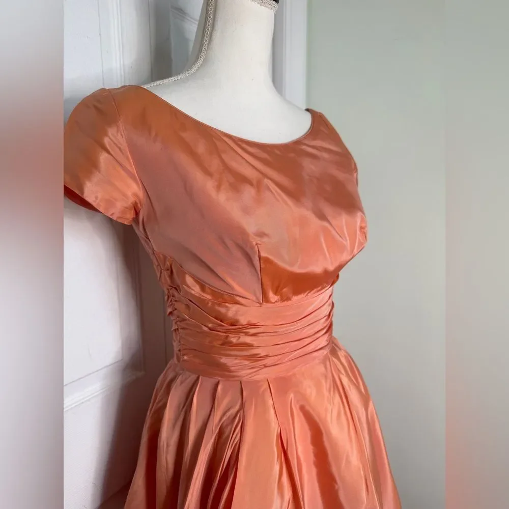 RARE 1950s Peach Colored Prom Fit and Flair High Glam Dress